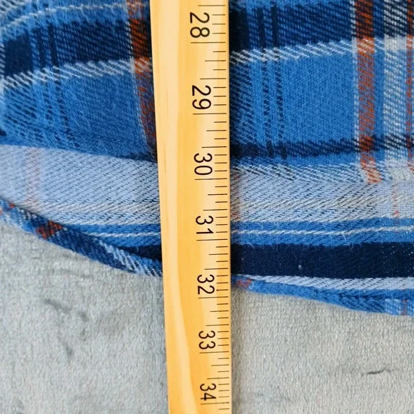 Flag & Anthem Shirt Mens 2XL Blue Plaid Long Sleeve Flannel Western Cotton Relax - Picture 6 of 10